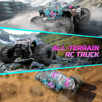DEERC 1:16 Remote Control Car, Glow-in-the-Dark Spider Design RC Car, up to 15 km/h, 30 minutes playtime, All-Terrain 2.4GhZ Monster Spider Truck - Gift for Kids aged 6 7 8 9 years.