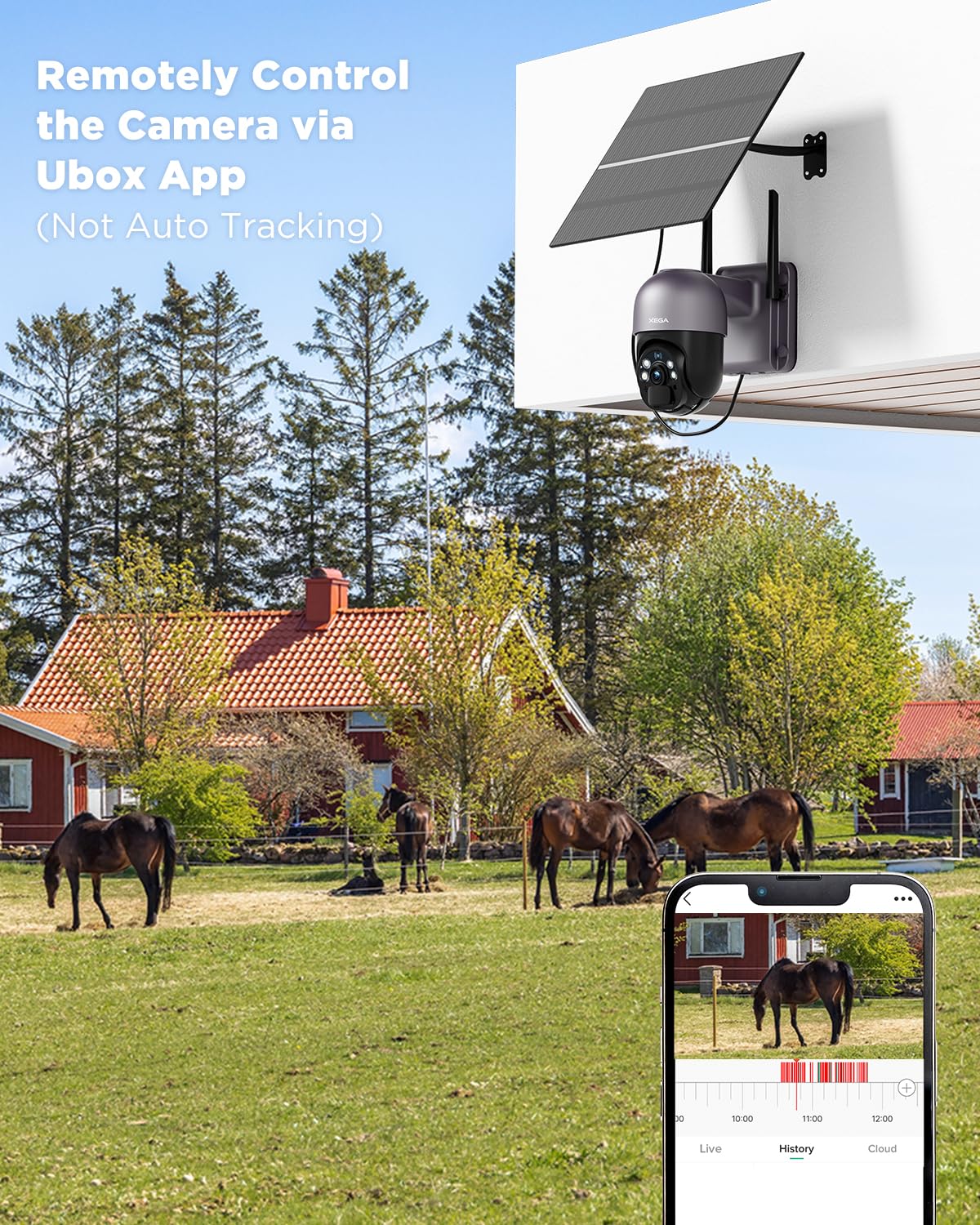 Xega 4G LTE surveillance camera with SIM card Outside【20W Solar Panel】20,000mAh Battery 2K 3MP PTZ Solar Wireless Surveillance Camera without WiFi, 355°/95° Rotatable, Color Night Vision, PIR Detection (No WiFi)
