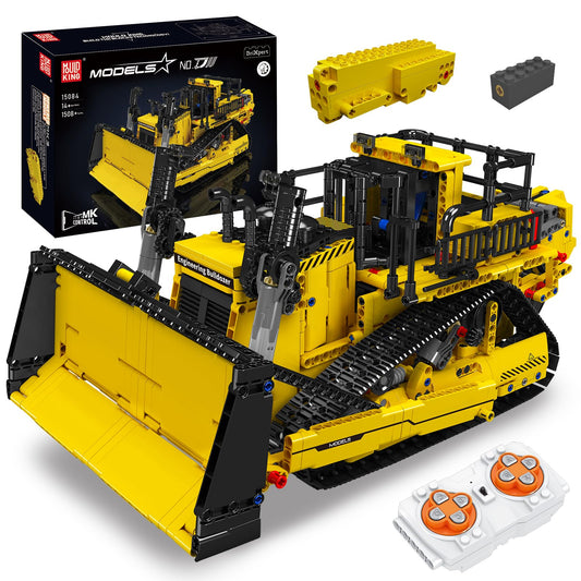 Mould King Technic Bulldozer, with remote controlled construction toy, 2.4 GHz RC truck kit, motorized technical vehicles (1508 pieces)