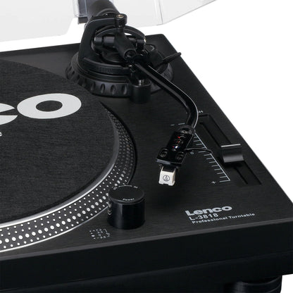 Lenco L-3818 direct drive turntable - DJ turntable - Pitch control - 33 and 45 RPM - Stereo preamp - USB - RCA line out - Digitization via PC - Black, L-3818BK
