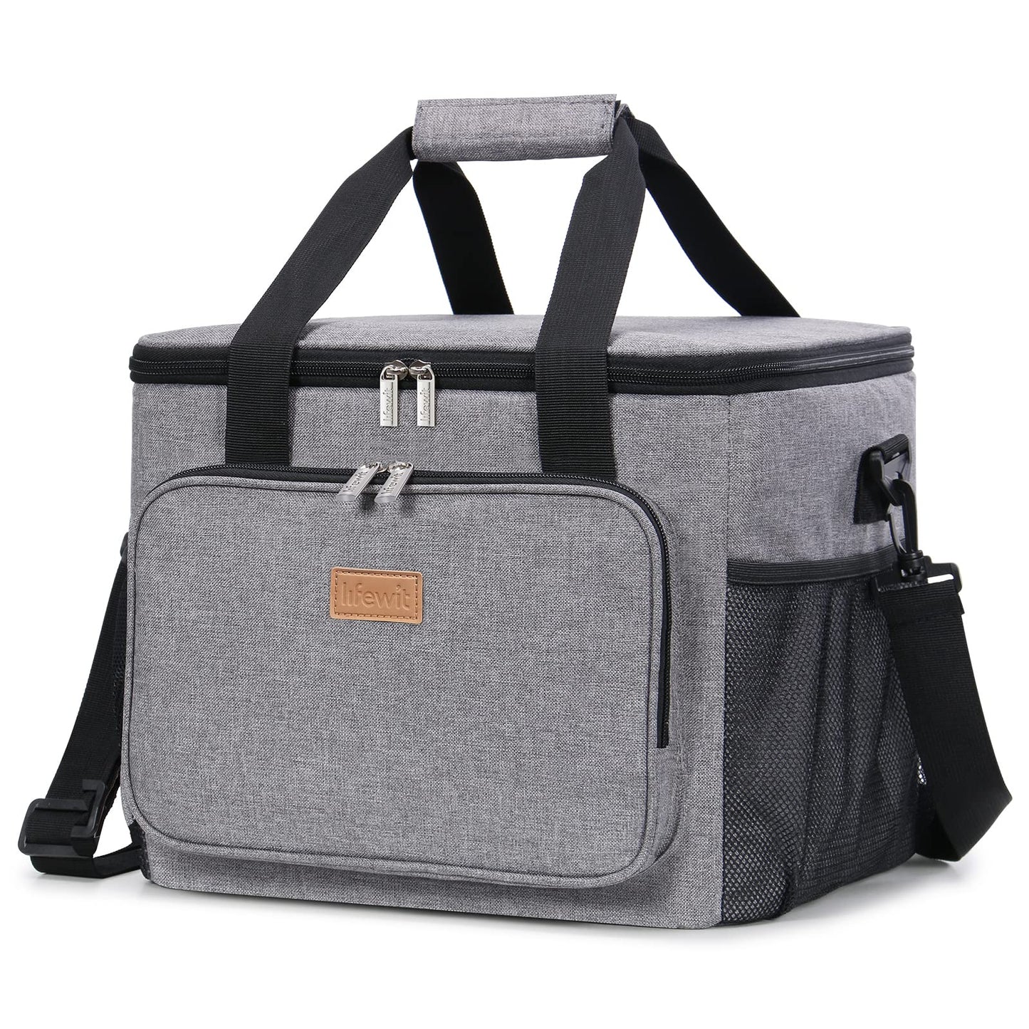 Lifewit 24L small cooler bag on the go, insulated lunch bag foldable for men and women, waterproof thermal bag shoulder bag for food, beer, medication, work, beach, travel, gray.