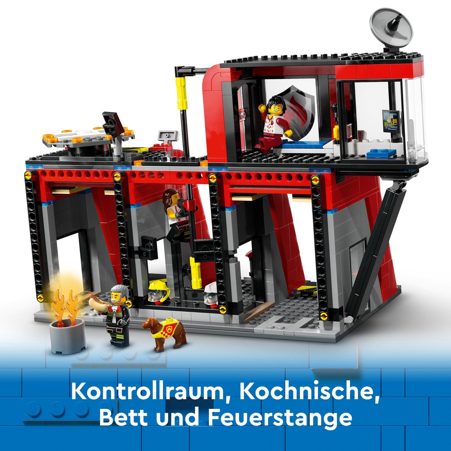 LEGO City Fire Station with Ladder Truck, fire brigade toy with fire station and fire truck, birthday gift for kids aged 6+, set includes dog and 5 minifigures 60414