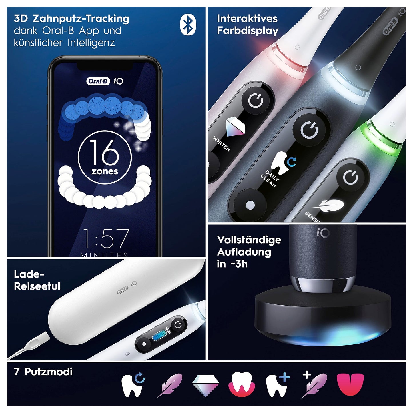 Oral-B iO Series 9 Electric Toothbrush, with 7 cleaning modes, tooth care, charging travel case & beauty pouch, Special Edition in black onyx.