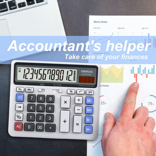 Desktop calculator accounting Extra large LCD display Big button pocket calculator 12-digit electronic solar desktop calculator (OS-2135)