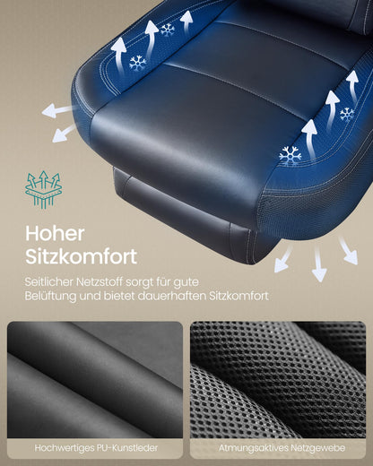 SONGMICS Gaming Chair, Office Chair, Computer Chair, ergonomic design, with footrest, adjustable headrest, lumbar pillow, weight capacity 150 kg, black OBG077B01