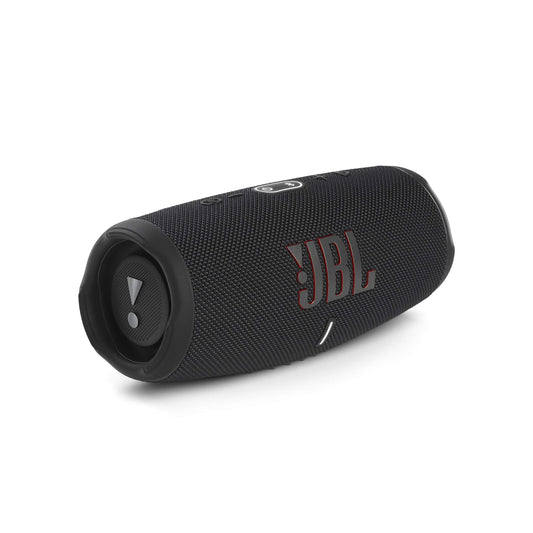 JBL Charge 5 Bluetooth speaker in black - Waterproof, portable boombox with built-in power bank - One charge for up to 20 hours of wireless music enjoyment.