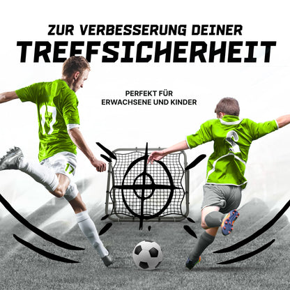 BENTSON rebounder for soccer kids and pros I Incl. spare net I Sturdy frame I Also for handball, volleyball, and basketball I rebound wall I matte black I 100x100 cm