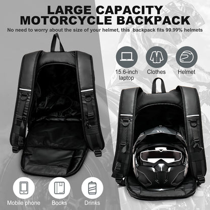 WEPLAN Motorcycle Backpack Men Waterproof Helmet Bag Motorbike Backpacks Helmet Backpack Motorcycle Helmet Women Motorcycle Backpack Men Motorcycle Backpacks Reflective Travel Backpacks Lightweight, Black L