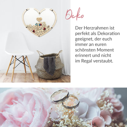 "Wooden heart guest book personalized 50x42x1.5cm | includes 100 hearts for writing | Wedding guest book with acrylic glass | The unique eye-catcher Made in Germany!"