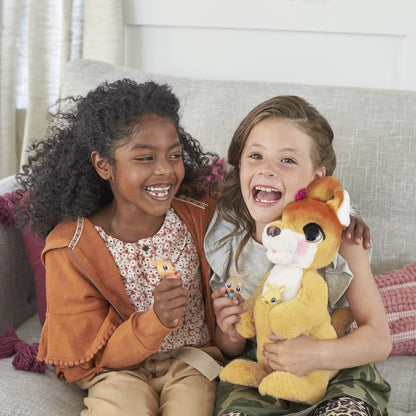 Hasbro Josie, the Kangaroo, interactive plush toy, 70+ sounds and reactions, for ages 4 and up, E6724, Yellow.