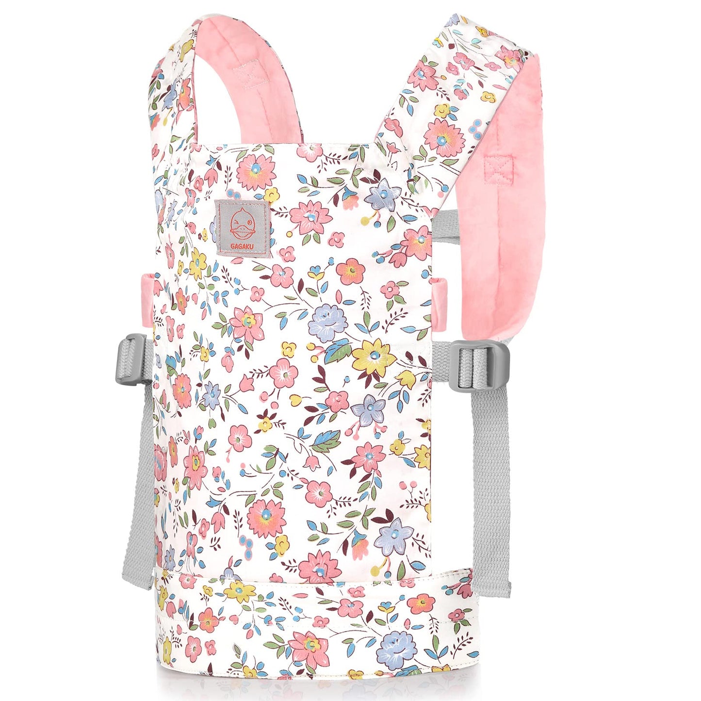 GAGAKU doll carrier for kids, doll front carrier, doll backpack, doll accessory with adjustable straps - Pink - Flower