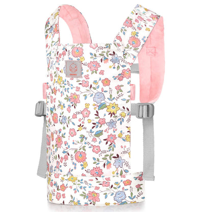 GAGAKU doll carrier for kids, doll front carrier, doll backpack, doll accessory with adjustable straps - Pink - Flower