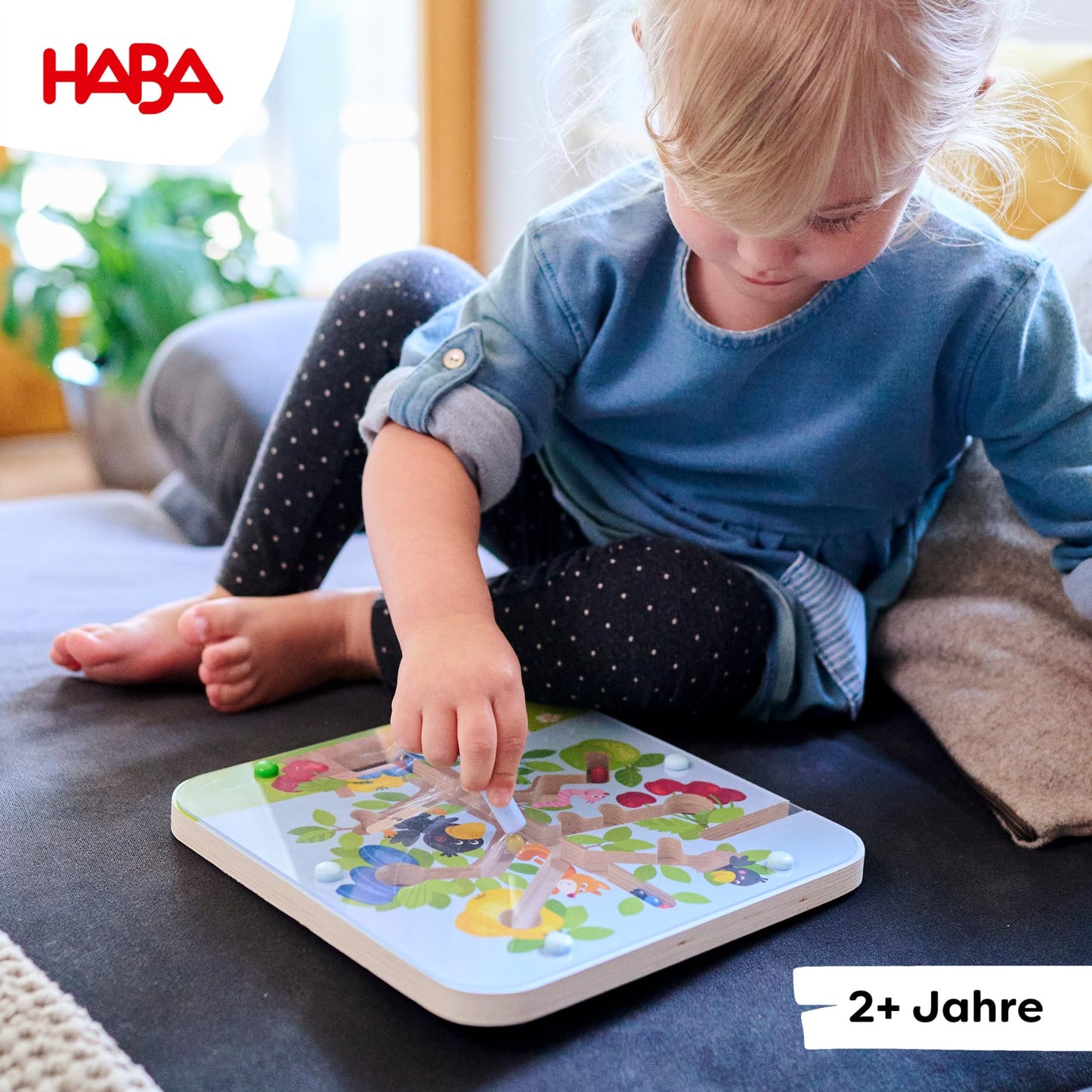 HABA Magnetic Game Orchard - labyrinth with magnetic pen and balls, promotes counting and color matching, wooden toy for ages 2 and up - 1306083001