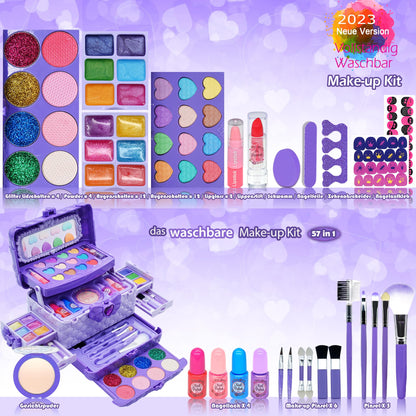 Children's makeup set - Kids makeup kit, girls' makeup case toy, Halloween Christmas birthday gifts for girls aged 4-12 years old Purple...