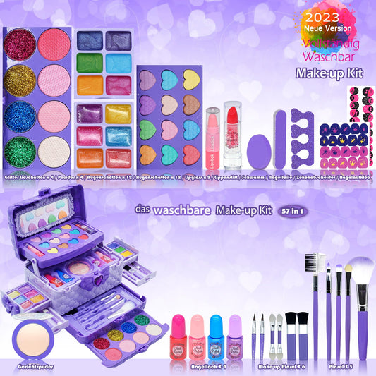 Children's makeup set - Kids makeup kit, girls' makeup case toy, Halloween Christmas birthday gifts for girls aged 4-12 years old Purple...