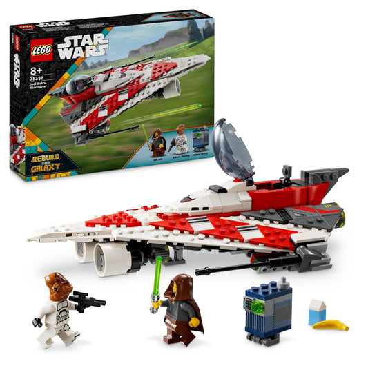 LEGO Star Wars Jedi Bob's Starfighter, construction toy, toy spaceship with bricks, popular character, birthday gift for boys, girls, and all fans aged 8+ 75388