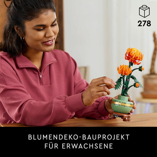 LEGO Botanicals Chrysanthemum - Creative building set for adults - Easy-care toy plant for gifting - Flower decoration from the Botanical Collection - Relaxing activity 10368