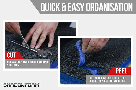 Shadow Foam Medium Sheet - 1000mm x 500mm | Cut and Peel Foam for Toolbox Organization (50mm, Blue)