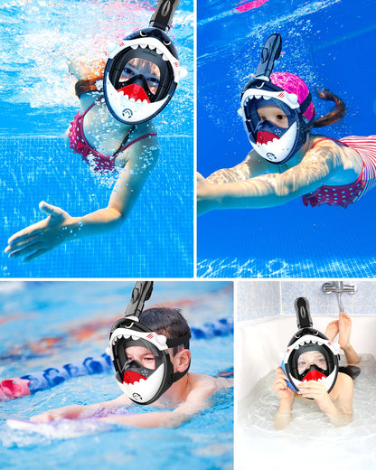 Urmax's snorkel mask for kids, 180° panoramic view, full face mask, safe breathing, diving mask, anti-fog and leak-proof, suitable for children, gift.