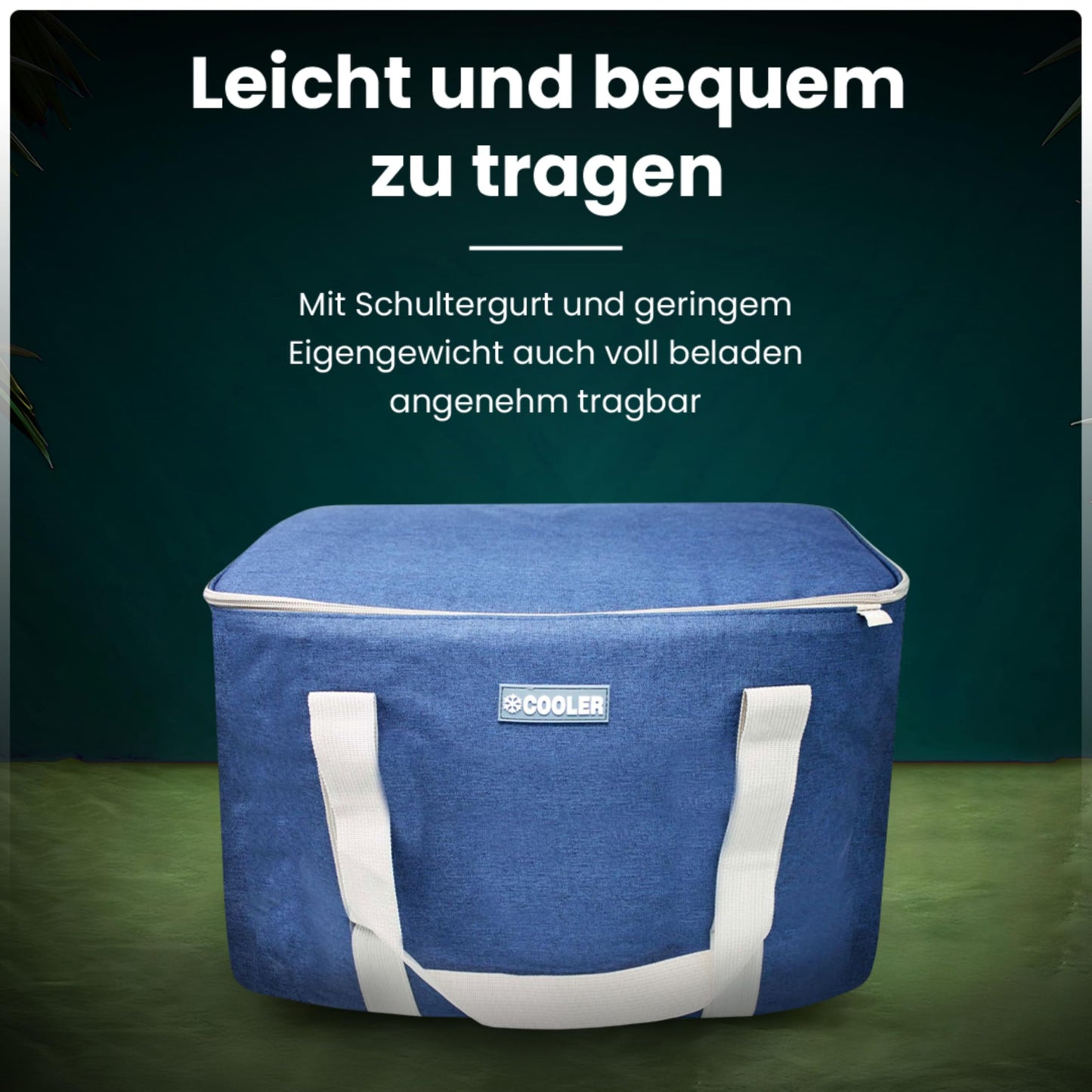 ToCi Cool Bag 36 liters - insulated bag/thermal bag - foldable cooler for picnics, camping, vacation, hiking & BBQ - alternative to a cooler box, gray-blue