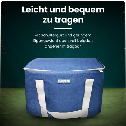 ToCi Cool Bag 36 liters - insulated bag/thermal bag - foldable cooler for picnics, camping, vacation, hiking & BBQ - alternative to a cooler box, gray-blue