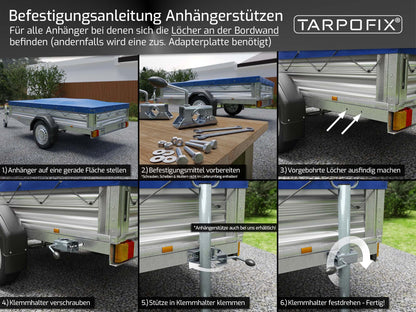 Trailer support wheel holder made of galvanized steel | Clamp holder for trailer support wheel & stands | Extremely strong support wheel holder for Ø 48mm trailer support | 4 pieces