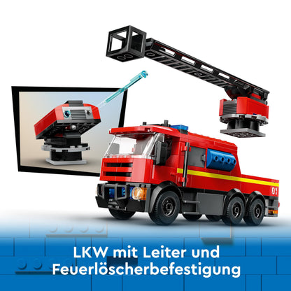 LEGO City Fire Station with Ladder Truck, fire brigade toy with fire station and fire truck, birthday gift for kids aged 6+, set includes dog and 5 minifigures 60414