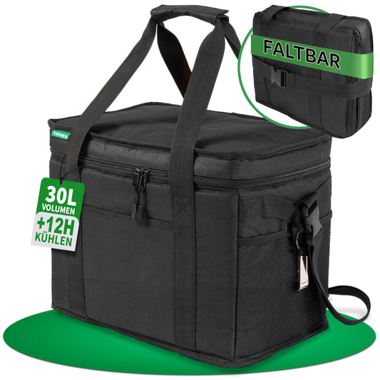 Cottara® Cooler Bag 30 l foldable waterproof +12h cooling – 8mm extra strong insulated Cooler Bag large for shopping picnic – Shopping bag, insulated bag, thermal bag, picnic bag