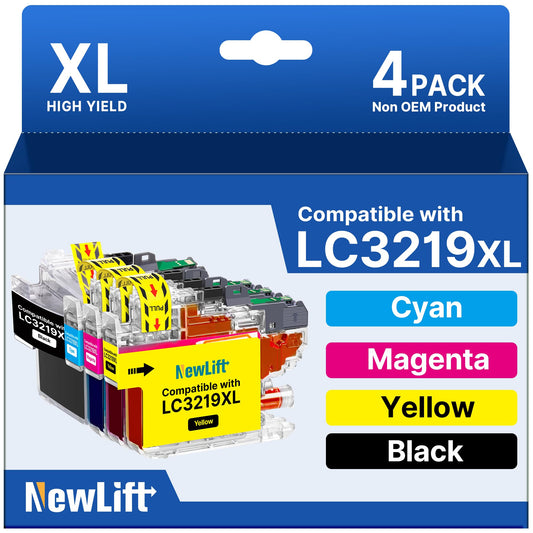 NewLift LC3219XL cartridges compatible with Brother LC-3219XL LC3217 LC3219 XL printer cartridges for Brother MFC-J5330DW MFC-J5730DW MFC-J5335DW MFC-J6930DW MFC-J6530DW MFC-J5930DW (4-pack)