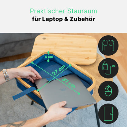 MY FAT GORILLA Laptop cushion bamboo with storage compartment and cable hole, laptop pad for up to 17 inches, laptop table for bed, laptop work tray, laptop table for sofa, laptop cushion wood