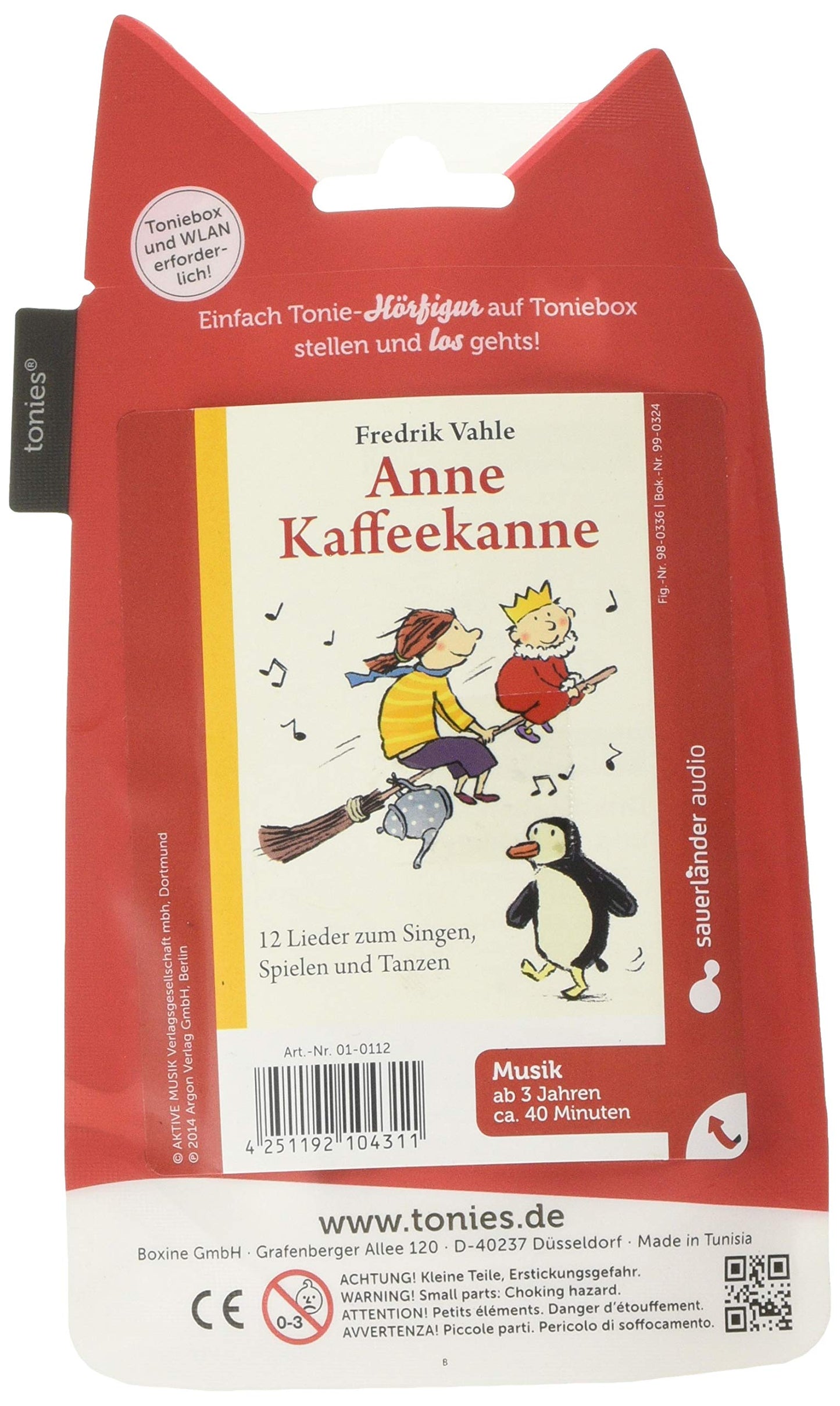 Tonies 10000240 audio characters for the Toniebox - approx. 36 minutes for ages 3 and up - German & 01-0112 audio characters for the Toniebox: Anne COFFEEPOT figure with 12 children's songs - approx. 40 minutes - for ages 4 and up - GERMAN