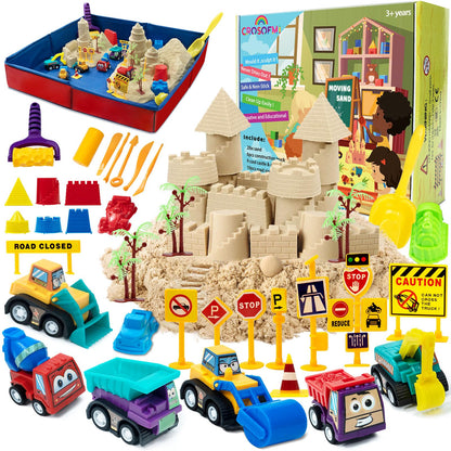 CROSOFMI Magic Sand For Kids Set Play Sand Foldable Sandbox for Boys Girls 3 4 5 6 7+ Years Old