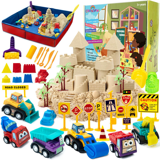 CROSOFMI Magic Sand For Kids Set Play Sand Foldable Sandbox for Boys Girls 3 4 5 6 7+ Years Old