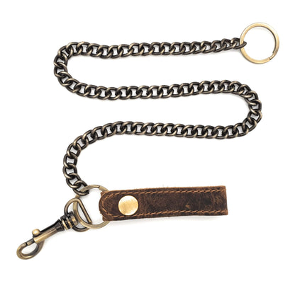 Jockey Club genuine leather biker wallet in genuine leather wallet with 50cm chain & RFID protection.