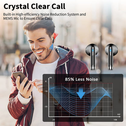 Bluetooth headphones, wireless in-ear headphones Bluetooth 5.4 Wireless headphones with 4 mics, New ENC Noise Cancelling Wireless Earbuds 48H Deep Bass, IP7 waterproof Earbuds LED display USB-C