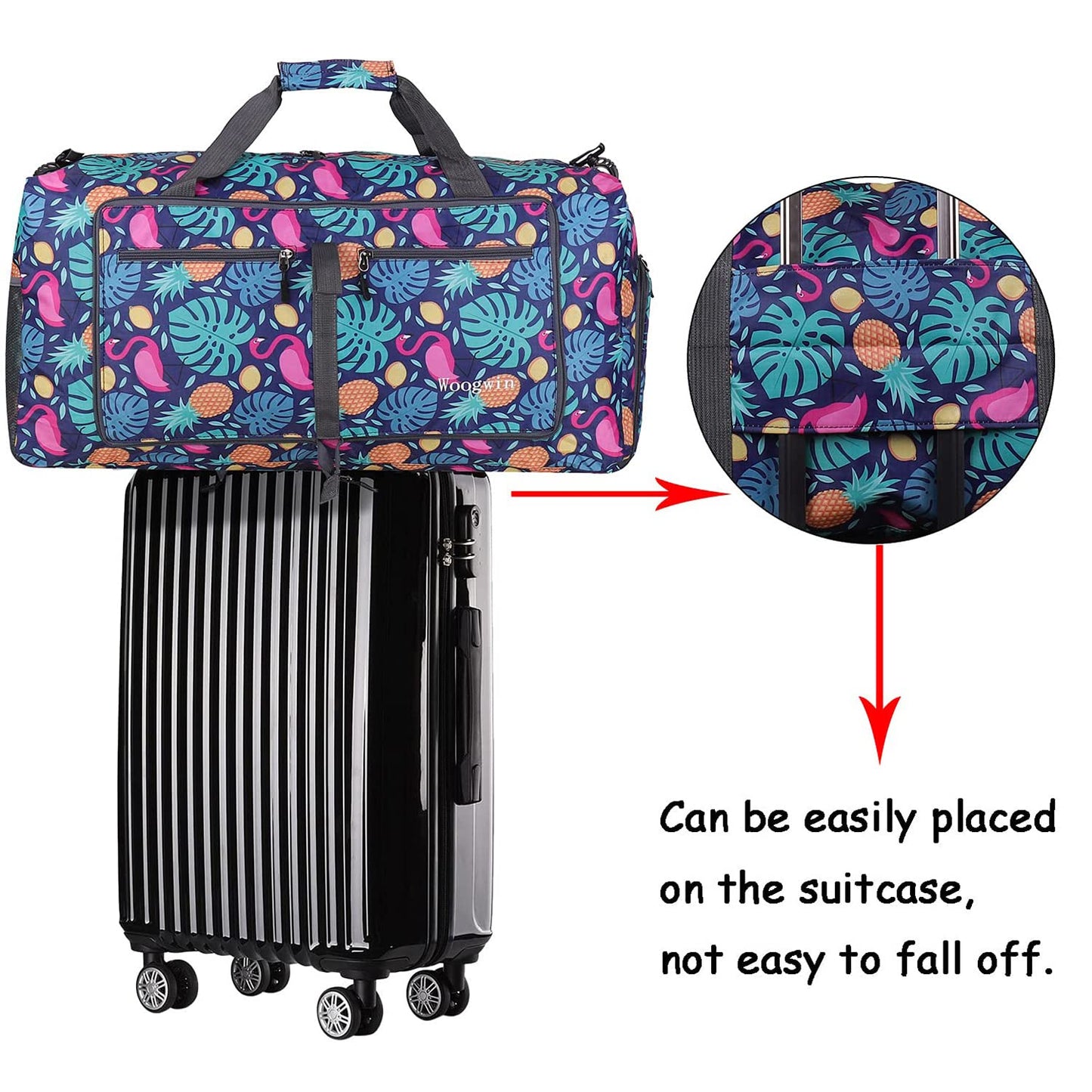 ehsbuy 60L Travel Duffel Bag Large Foldable Sports Bag for Men and Women with Shoe Compartment Waterproof Gym Bag for Sports Vacation Overnight Stay