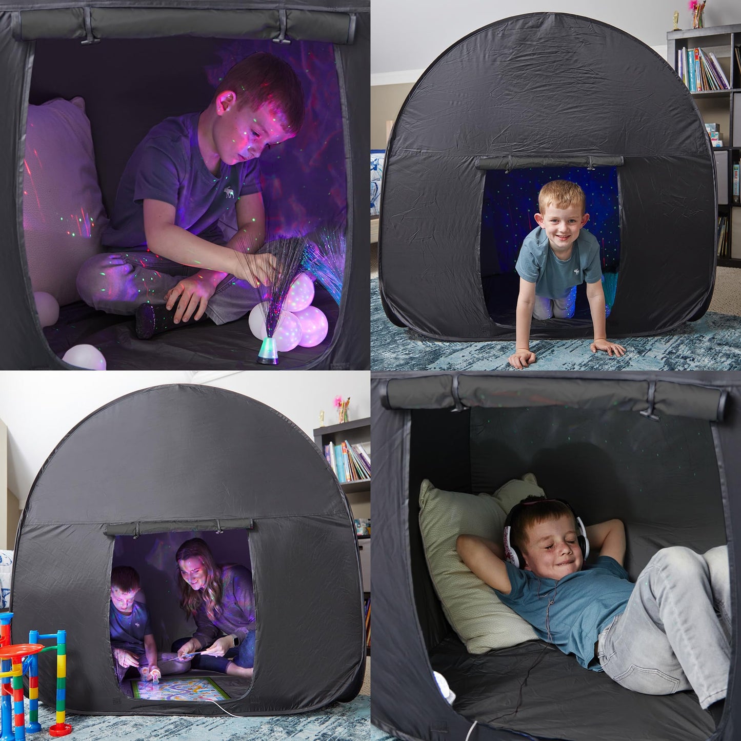 Sensory tent for children to play and relax| Aid for autism, SPD, anxiety, lack of concentration| Dark pop-up cave for autistic children| for home or school| Double