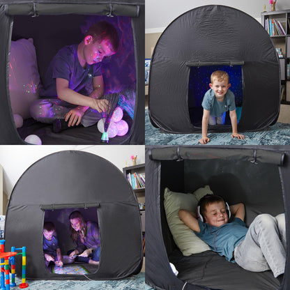 Sensory tent for children to play and relax| Aid for autism, SPD, anxiety, lack of concentration| Dark pop-up cave for autistic children| for home or school| Double