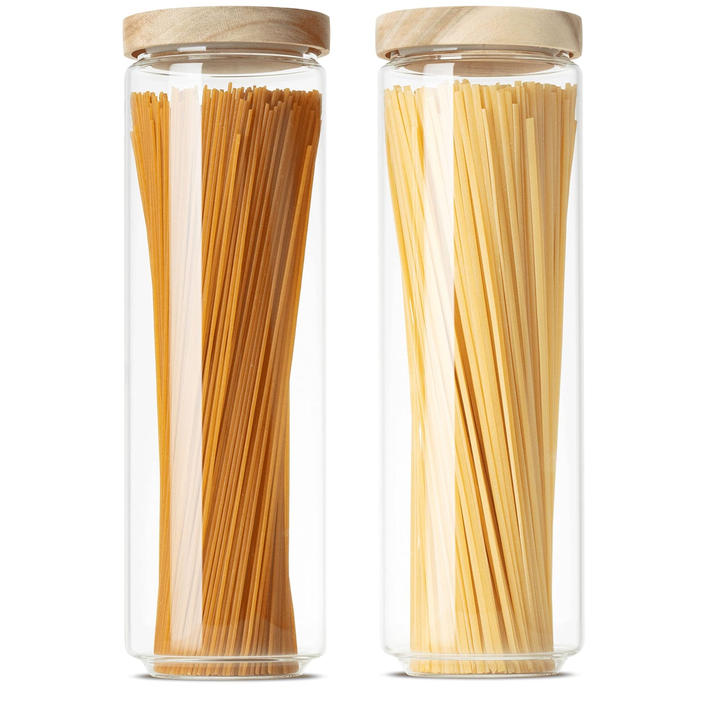 Econovo® Glass Storage Jars with Lid Set 1500ml (2 pieces) made of borosilicate glass, stackable and airtight, storage containers for spaghetti and food large and small, storage jars.