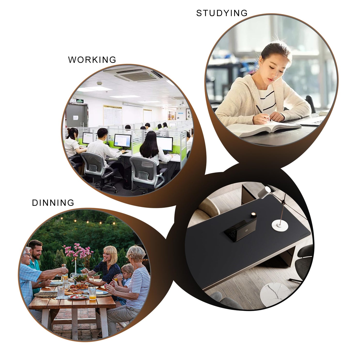 MAIDERN Desk Pad Cork & Leather 130 x 70cm, Double-Sided Felt Desk Mat, Large Mouse Pad XXL, Waterproof Writing Mat Paper, Office and Home Table Mat (Black)