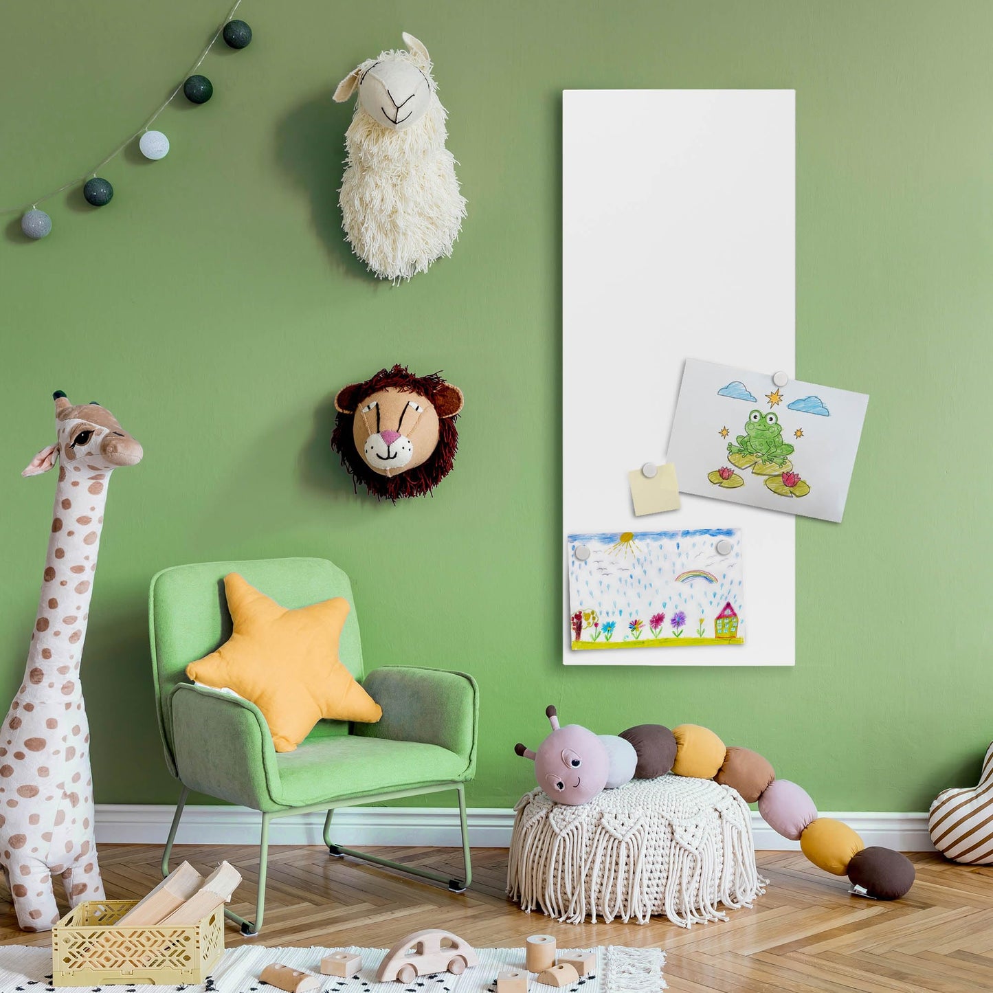 banjado Magnetic Board White 78x37cm - Metal Magnet Board - Memo Board as Pinboard - Pinboard Magnetic Board for Kitchen, Office, Children's Room including 4 Magnets & Mounting Kit