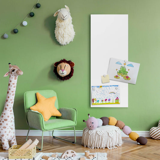 banjado Magnetic Board White 78x37cm - Metal Magnet Board - Memo Board as Pinboard - Pinboard Magnetic Board for Kitchen, Office, Children's Room including 4 Magnets & Mounting Kit