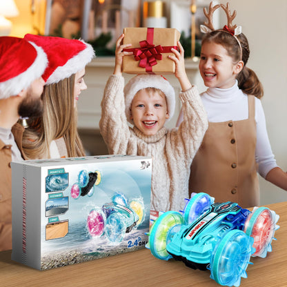 Ophy Amphibious Remote Control Car, Waterproof RC Toy, Amphibious Waterproof RC Stunt, Christmas Gifts Toy for Ages 3-9.