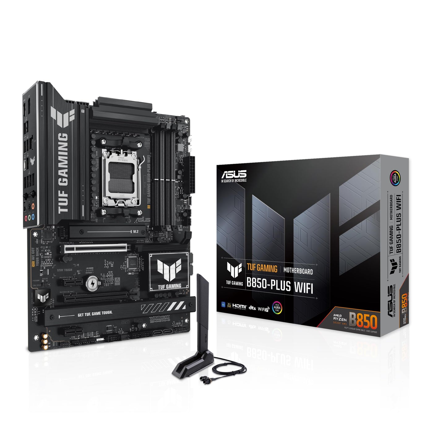 ASUS TUF Gaming B850-PLUS WiFi motherboard Socket AMD AM5 (AMD B850, ATX, PCIe 5.0, WiFi 7, 2X PCIe 4.0 M.2, Aura Sync)