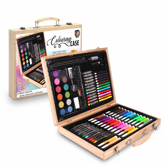 Grafix painting set for kids includes colored pencils, markers, crayons, watercolor paints - artist drawing kit - art case for girls & boys (86 pieces)