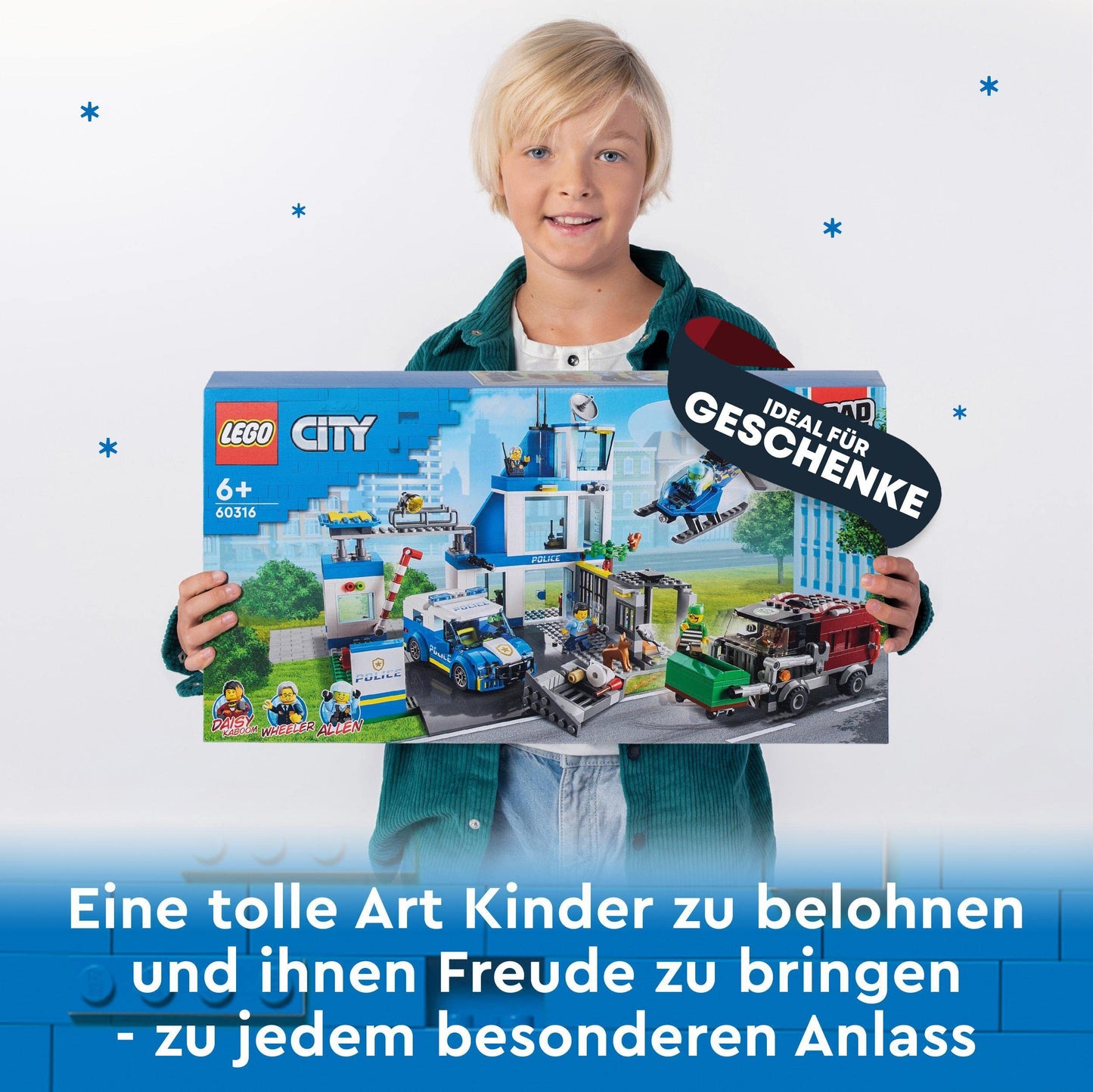 LEGO 60316 City Police Station with police car, garbage truck, and helicopter. Building kit with 3 figures, police toy for boys and girls 6+. Great gift for kids.