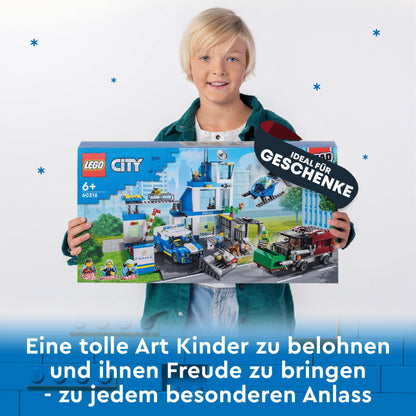 LEGO 60316 City Police Station with police car, garbage truck, and helicopter. Building kit with 3 figures, police toy for boys and girls 6+. Great gift for kids.