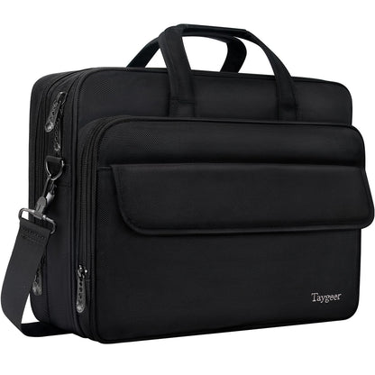 Taygeer 17 inch Laptop Bag, Men's Briefcase Large Work Bag Office Business Notebook Bag Waterproof Laptop Bag for Work Travel Gifts for Men, Black