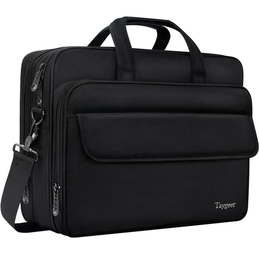 Taygeer 17 inch Laptop Bag, Men's Briefcase Large Work Bag Office Business Notebook Bag Waterproof Laptop Bag for Work Travel Gifts for Men, Black