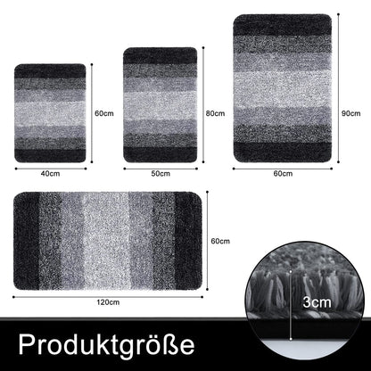 Homaxy Soft Bathroom Rug 60x120 cm, non-slip washable Bath Mat Fluffy High Pile Bath Rug Microfiber Absorbent Bathmat Shower Mat (Black)